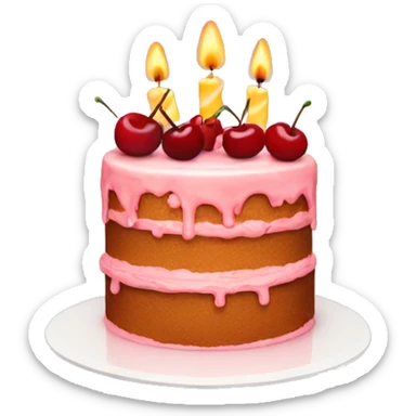 cake with candles and cherries  sticker