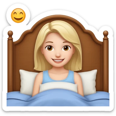 Creer emoji de une femme dans un lit heureuse  sticker