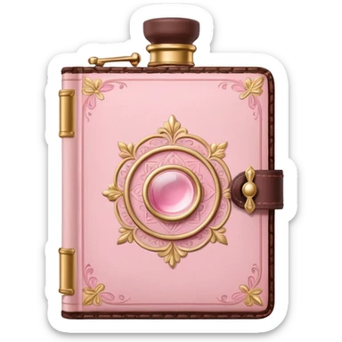 pink bookbook and fragance sticker