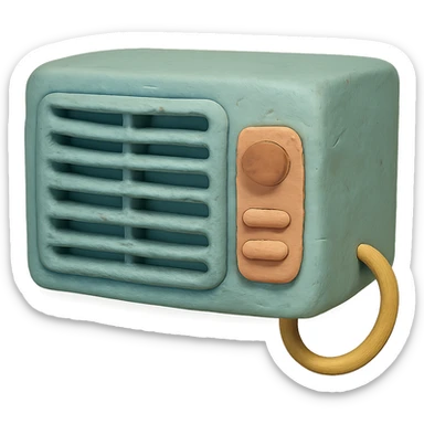 air conditioning unit in claymation style with pastel colors and visible fingerprints sticker