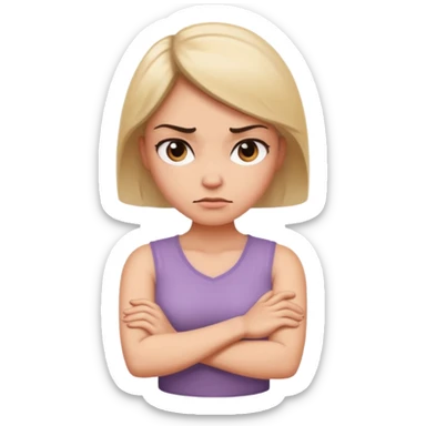 Woman with arms crossed in a mad way with an attitude turned to the side a little  sticker