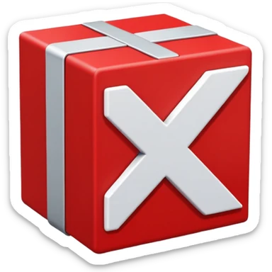 white x in red box 2D sticker