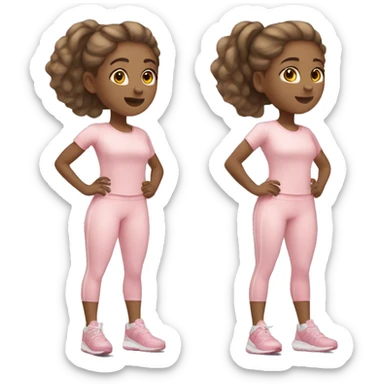 Girl exercising with light pink clothes light skin sticker