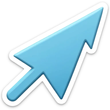 matte plasticine claymation style white arrow cursor pointer no background sticker