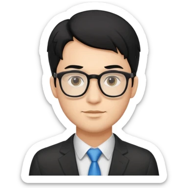 a handsome IT professional with balck hair and glasses sticker