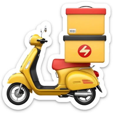 an animated emoji of a food delivery scooter whizzing past fast sticker