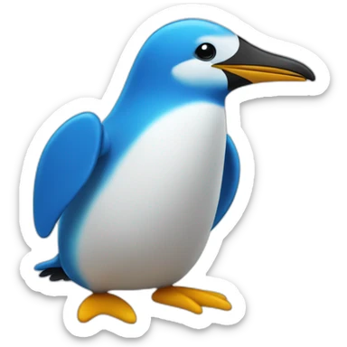 blue pingouin saluting sticker