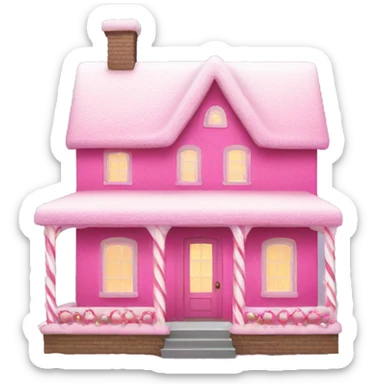 pink christmas house  sticker
