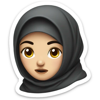 russian woman with black hair and headscarf looking angry sticker