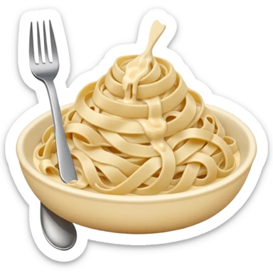 white creamy saucy fettuccine with a fork   sticker