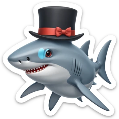 Shark with a top hat sticker