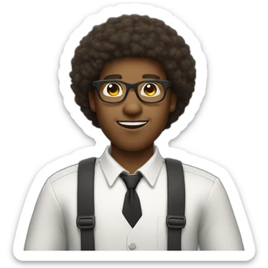 nerd black boy with an afro wearing glasses has a small goatee beard  sticker
