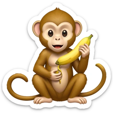 A monkey eating banana sticker