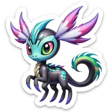 Colorful Shiny Edgy Cool Badass Painted Splashed Exotic Meloetta-Palkia-Venom-Stitch-Fakémon-creature-hybrid sticker