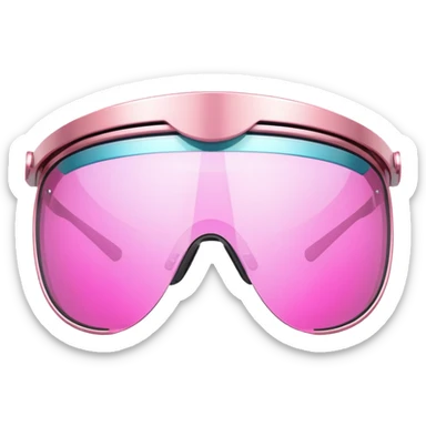 pink tinted shield visor glasses with metallic rim, Y2K futuristic style sticker