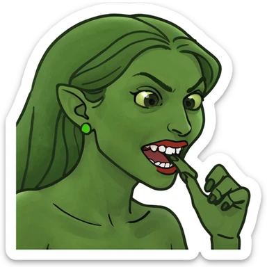 woman biting her nail sticker