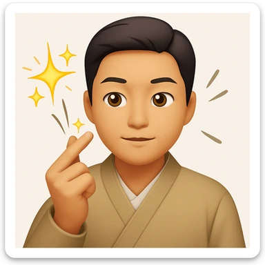 Add dynamic finger snap motion lines and sparkles to emphasize the snapping action, keep the emoji style and original colors. sticker