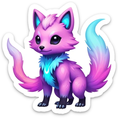Epic Edgy Cute Colorful Vibrant Pastel Nebula Modern Vernid-Protogen-creature-animal, full body sticker