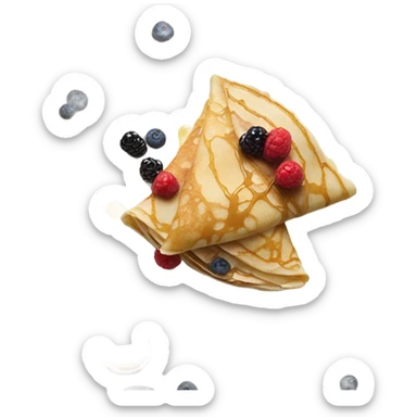 Crepes on a plate with maple syrup and berries sticker