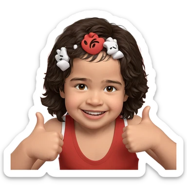 smiling boy with thumbs up sticker