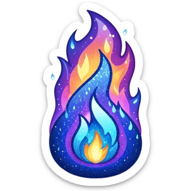 navy blue glitter fire in blue tones  sticker