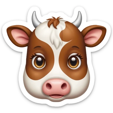 brown and white cute cow sticker