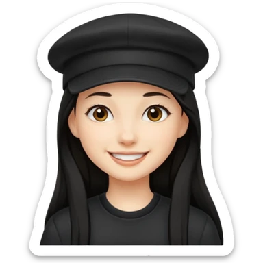 Girl with turned back black cap and a long hair  sticker