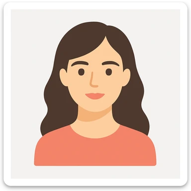 tasteful portrait of a brunette woman, minimal background, clean lines, color illustration sticker