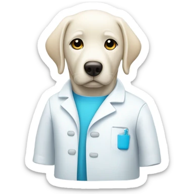 white lab with light blue Banda  sticker