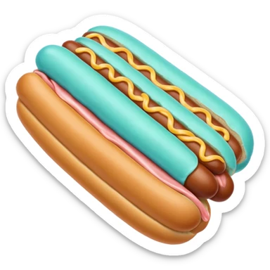 a blue colored hotdog bun with a minty colored hotdog in the middle of it sticker