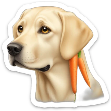 pale yellow labrador eating a carrot sticker