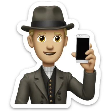 Johan Thorbecke making a photo with a smartphone sticker