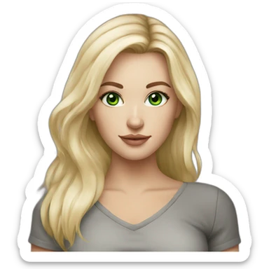 tattoo master, white girl straight blond hair, green eyes sticker