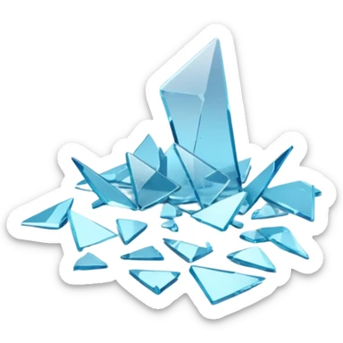 3D render of Broken Glass Shards, forensic investigation aesthetic, sterile clinical lighting, cool blue undertones, sharp high-contrast details, professional clean look. sticker