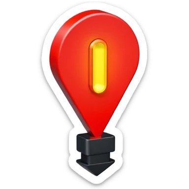 exclamation point ❗️, minimalistic 3d red neon glowing transparent sticker