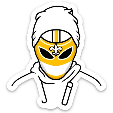 Louisiana themed ski mask with New Orleans Saints black and gold colors sticker