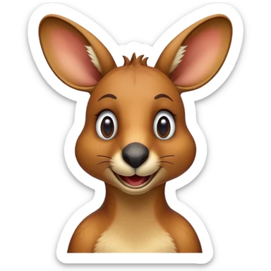 Cinematic Realistic Comical Kangaroo Portrait Emoji, Head tilted dramatically with an exaggeratedly amused expression, featuring a striking, richly textured tawny coat with bold natural markings and wide, expressive eyes full of playful disbelief, rendered with lifelike precision and dynamic natural light, high shine, dramatic yet playful, styled with an air of cheeky outback mischief, soft glowing outline, capturing the essence of a spirited and over‐the‐top kangaroo that looks ready to bound its way into viral fame! sticker