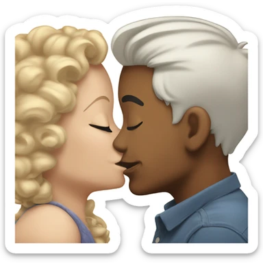Gay kiss love older white younger white brown hair sticker