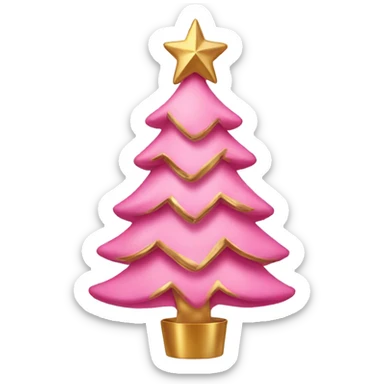 A pink Christmas tree with bows and gold sticker