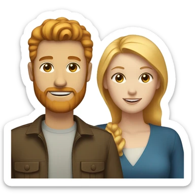 Couple white man with ginger hair and beard and a white woman with blonde hair and blue eyes  sticker