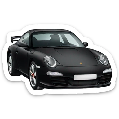 Front view of a black Porsche  sticker