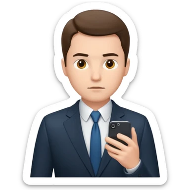 bussiness man using phone, looking to it sticker