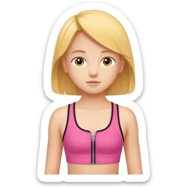 prepubescent flat-chested child girl in a zipper sports bra sticker
