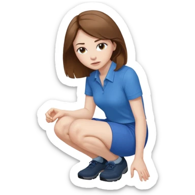  brown haired woman crouching sticker