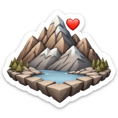 heart with a mountain motif sticker