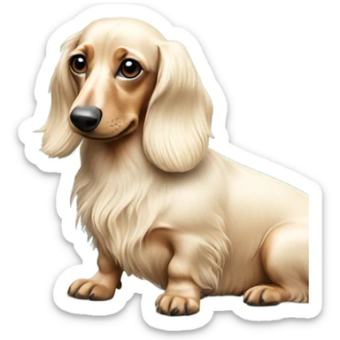 Long haired miniature dachshund cream on surfboard sticker