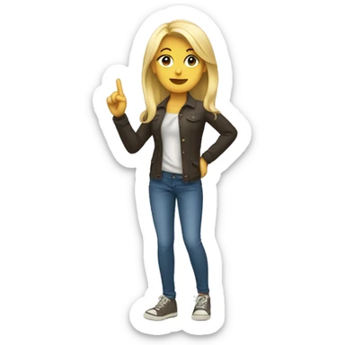 blonde girl pointing finger with body sticker