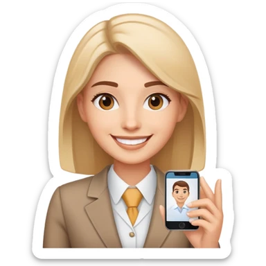 Professional salesperson smiling while on video call with client sticker