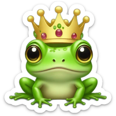 Baby frog wearing a crown sticker