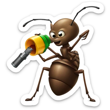 ant holding a grenade  sticker